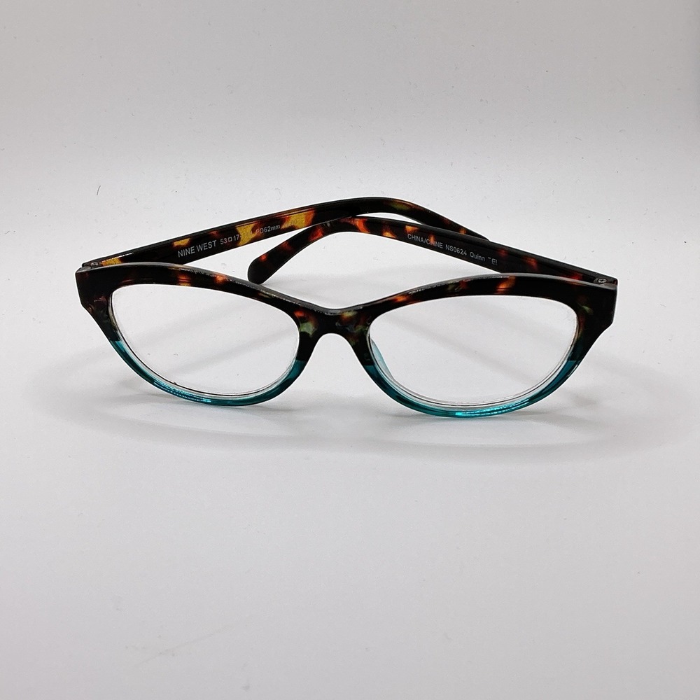 NINE WEST NS0624 Quinn Brown Reading Eyeglass Frames +2.00 Tortoise Turquoise